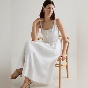 Quince White Sleeveless Maxi Dress with Scoop Neck